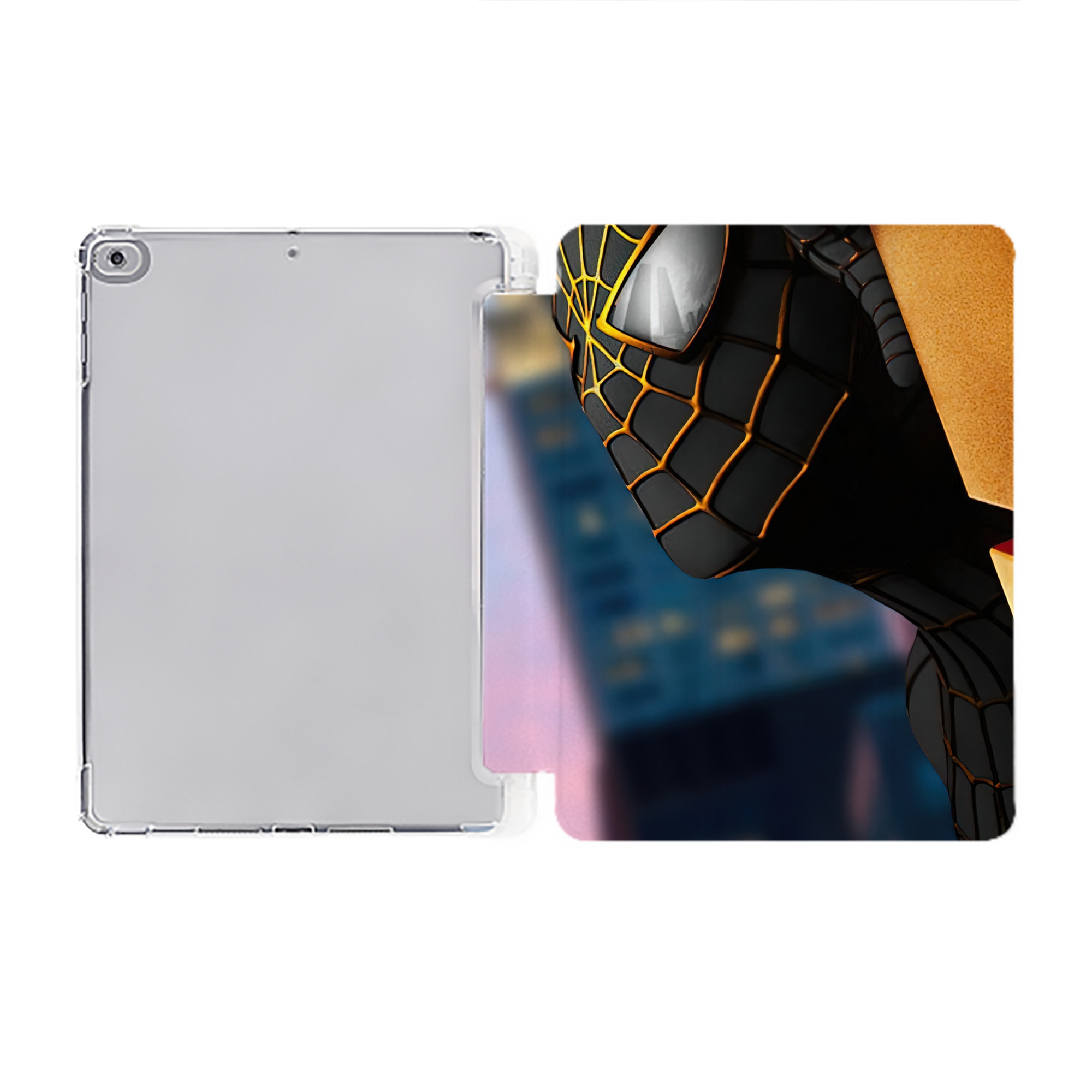 Spider Man スパイダーマン IPad ケース ペン収納付き 三つ折りスタンド PUレザー×シリコン 対応機種9.5/10.5/10.9インチ